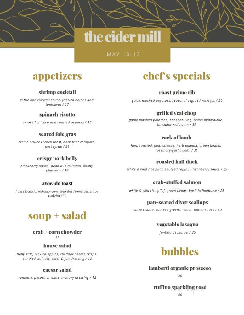 The Cider Mill - Syracuse, NY menu_pic