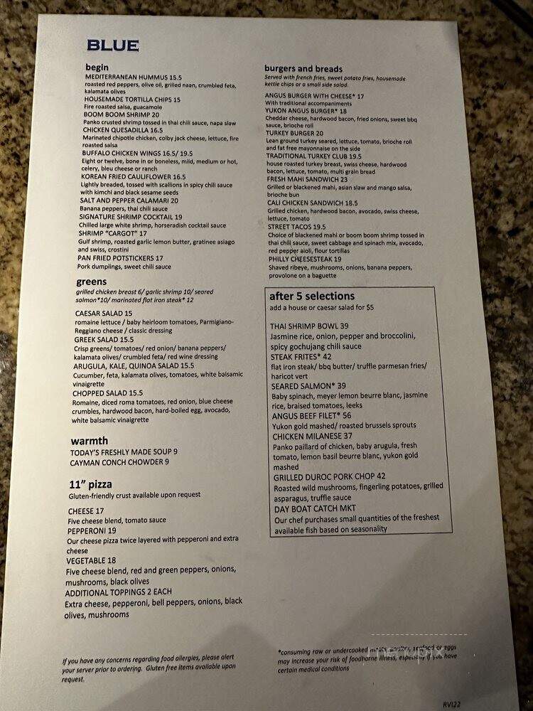 The Blue Bistro at the Tampa Westshore Marriott - Tampa, FL menu_pic