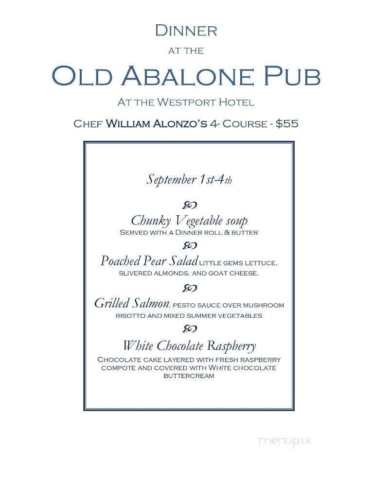 Old Abalone Pub - Westport, CA menu_pic
