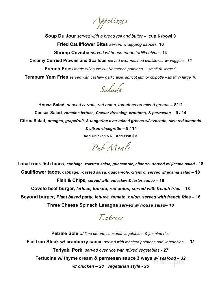 Old Abalone Pub - Westport, CA menu_pic