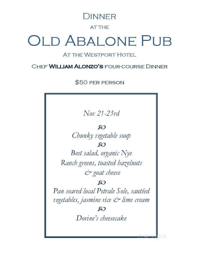 Old Abalone Pub - Westport, CA menu_pic