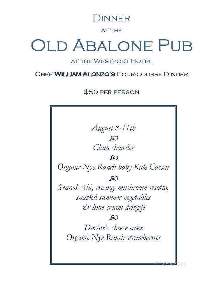 Old Abalone Pub - Westport, CA menu_pic