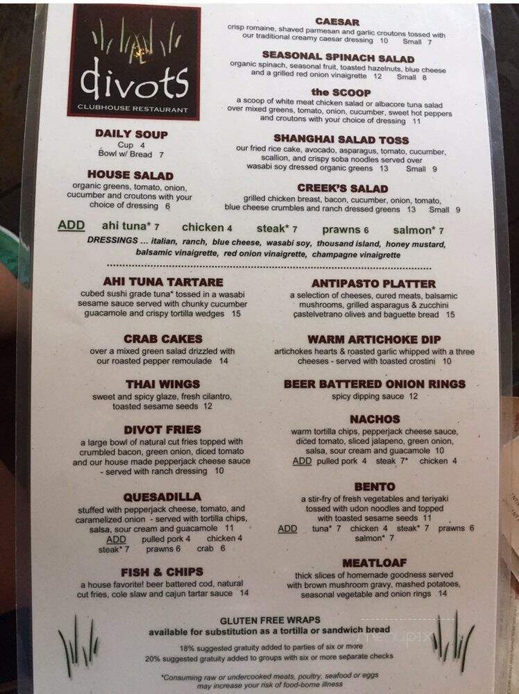 Divots Restaurant At Indian - Hood River, OR menu_pic