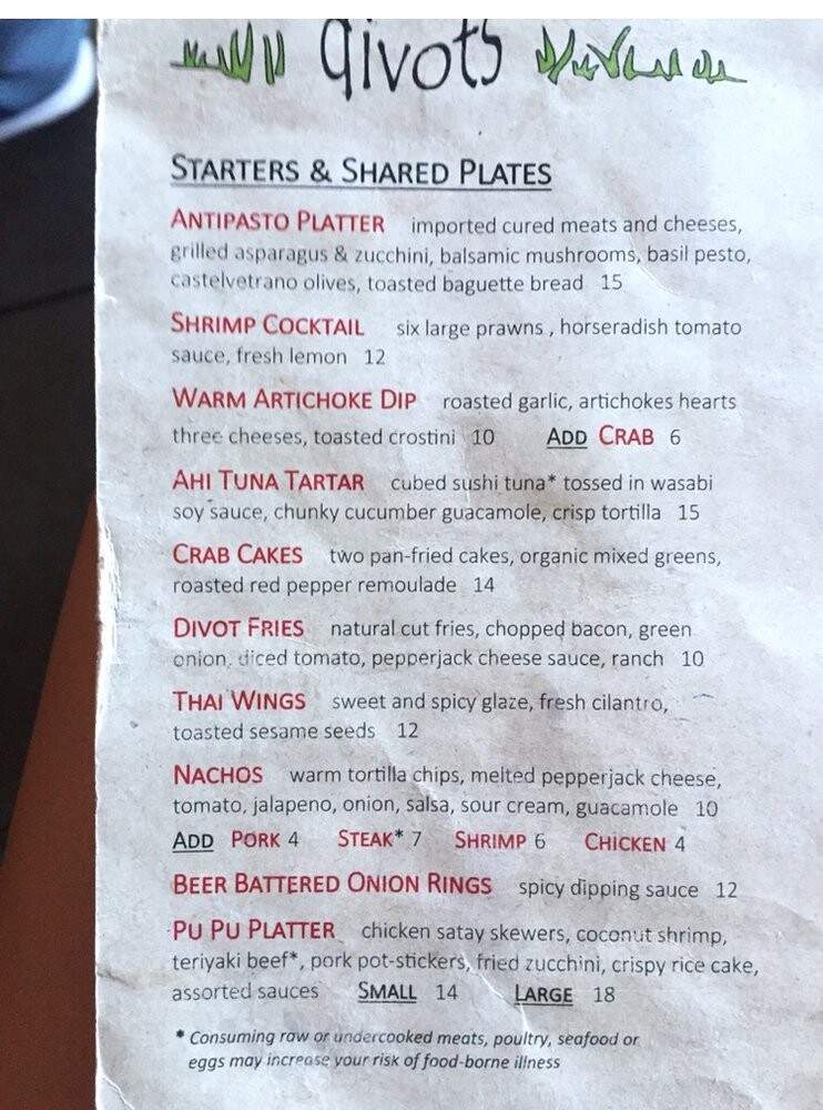 Divots Restaurant At Indian - Hood River, OR menu_pic