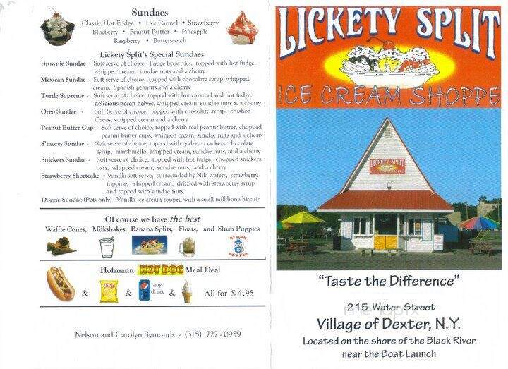 Lickety Split Ice Cream Shoppe - Dexter, NY menu_pic