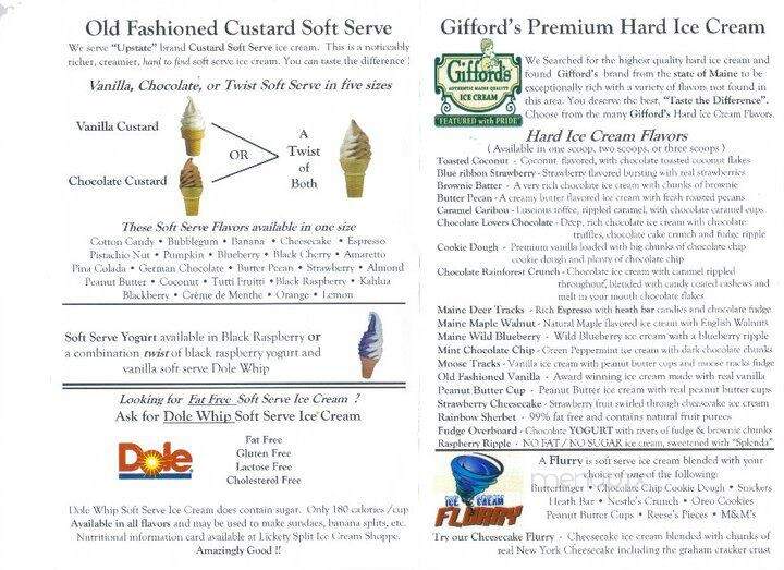 Lickety Split Ice Cream Shoppe - Dexter, NY menu_pic