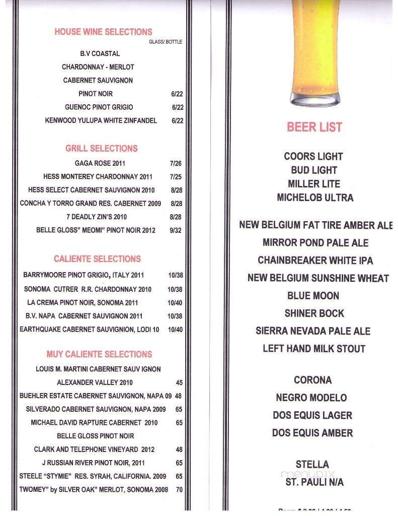 Grill Caliente - Ruidoso, NM menu_pic