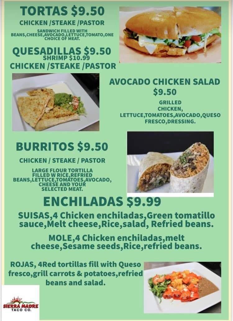 Sierra Madre Taco Co. - Cypress, TX menu_pic