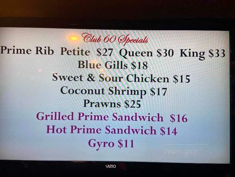 Club 60 - Columbus, WI menu_pic