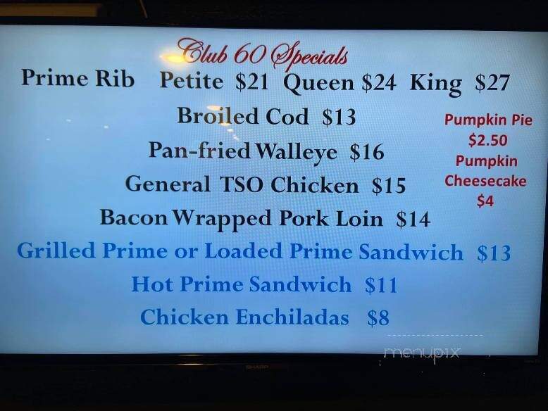Club 60 - Columbus, WI menu_pic
