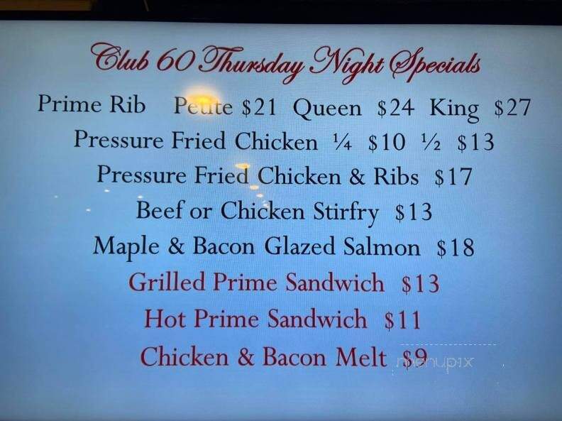 Club 60 - Columbus, WI menu_pic