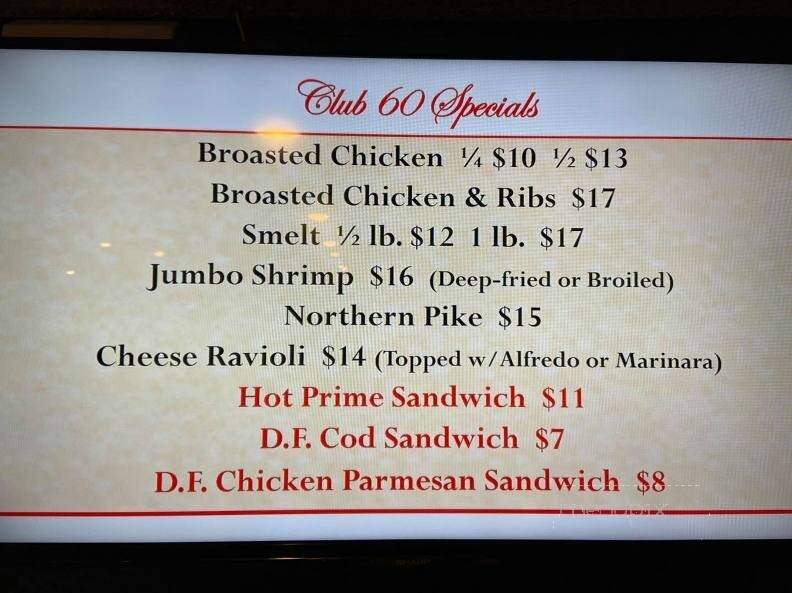 Club 60 - Columbus, WI menu_pic