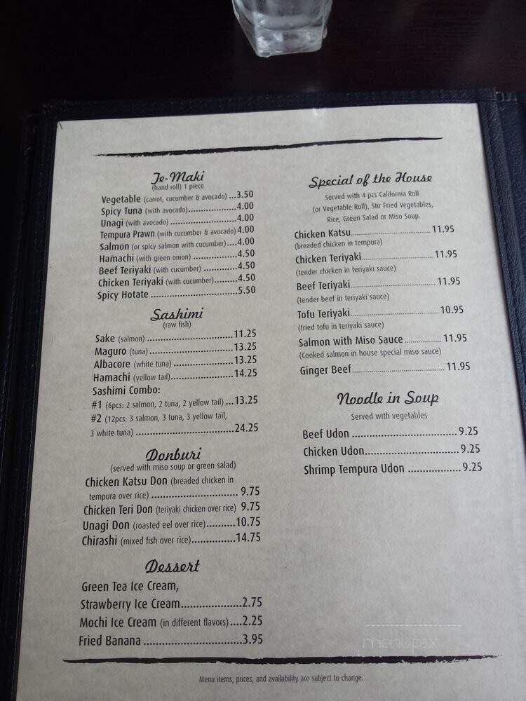 Kome Restaurant - Fortuna, CA menu_pic
