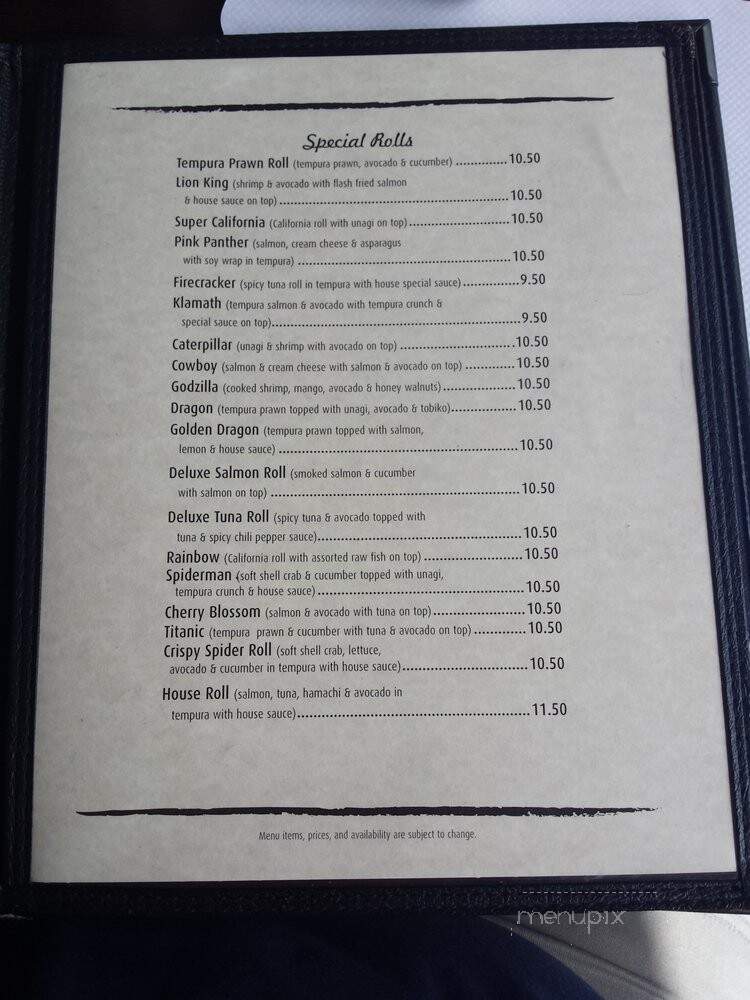 Kome Restaurant - Fortuna, CA menu_pic
