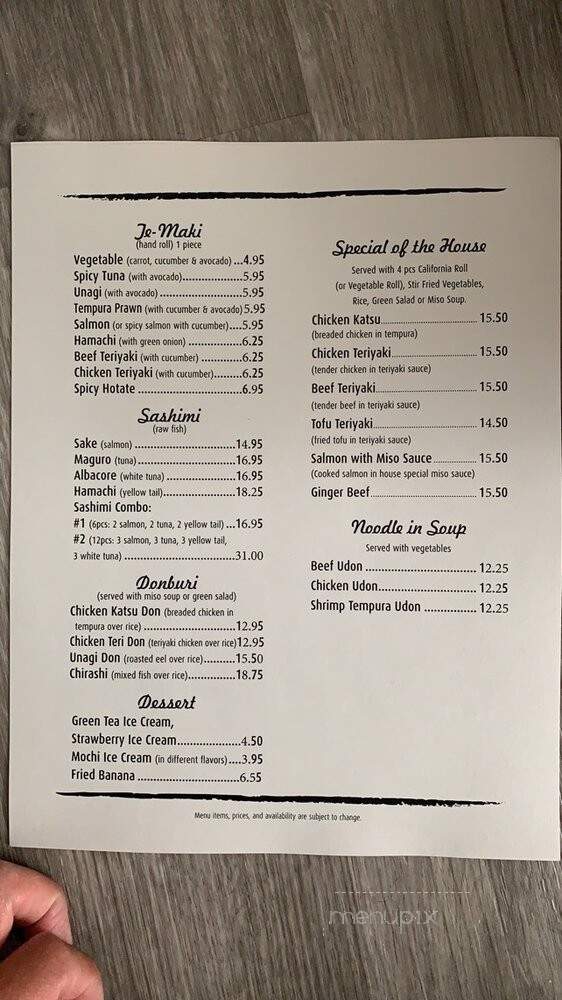 Kome Restaurant - Fortuna, CA menu_pic