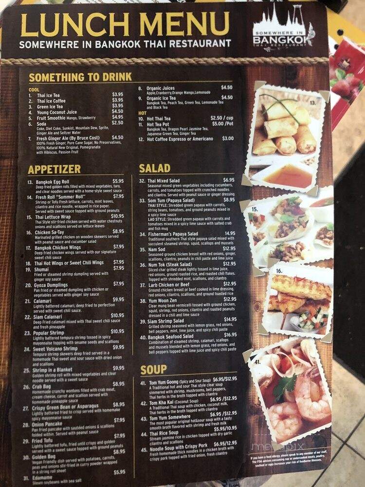 Somewhere in Bangkok Thai - Southington, CT menu_pic