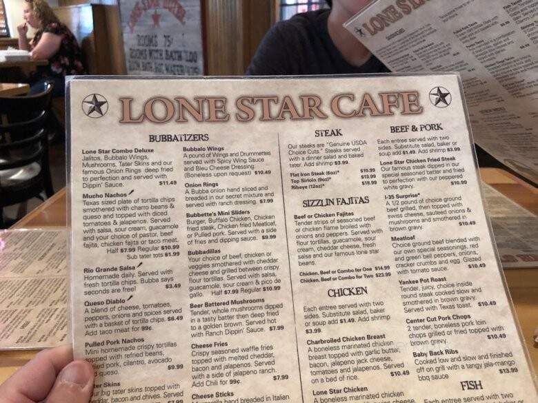 Lone Star Cafe - Hillsboro, TX menu_pic