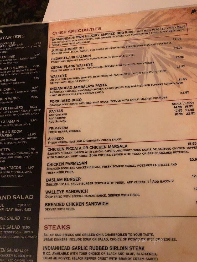 Indianhead Supper Club Incorporated - Balsam Lake, WI menu_pic