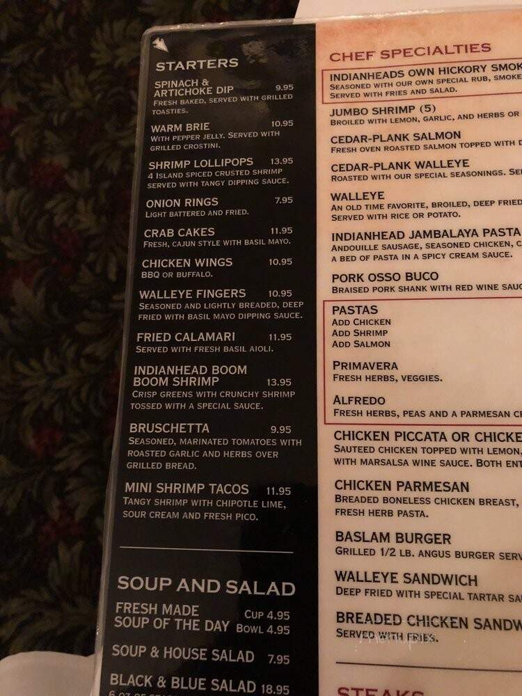Indianhead Supper Club Incorporated - Balsam Lake, WI menu_pic