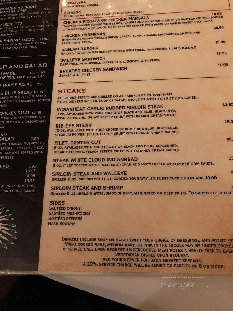 Indianhead Supper Club Incorporated - Balsam Lake, WI menu_pic