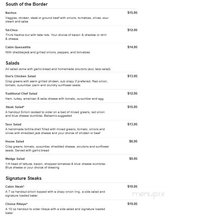 Log Cabin Pub & Eatery - Sumner, WA menu_pic