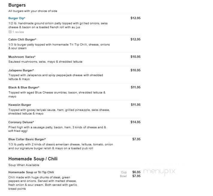 Log Cabin Pub & Eatery - Sumner, WA menu_pic