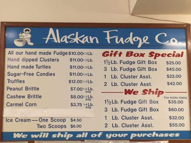 Alaskan Fudge Company - Juneau, AK menu_pic