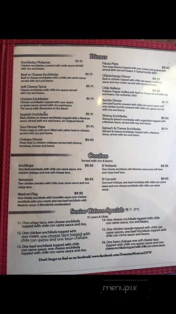Ernesto's Mexican Restaurant - Garland, TX menu_pic