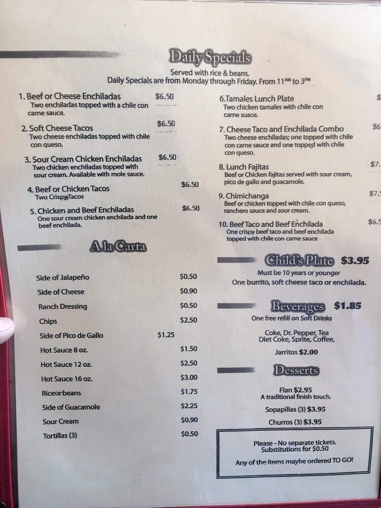 Ernesto's Mexican Restaurant - Garland, TX menu_pic
