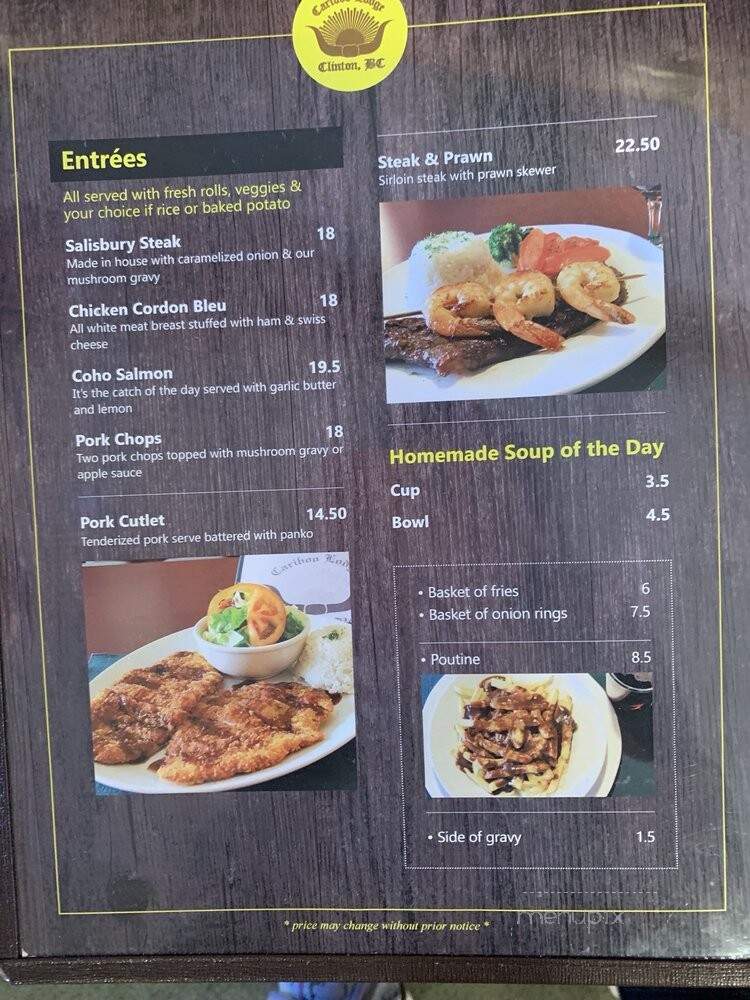 Cariboo Lodge - Clinton, BC menu_pic