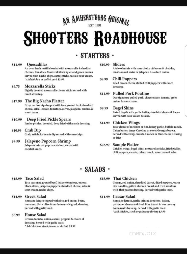 Shooters Roadhouse - Amherstburg, ON menu_pic