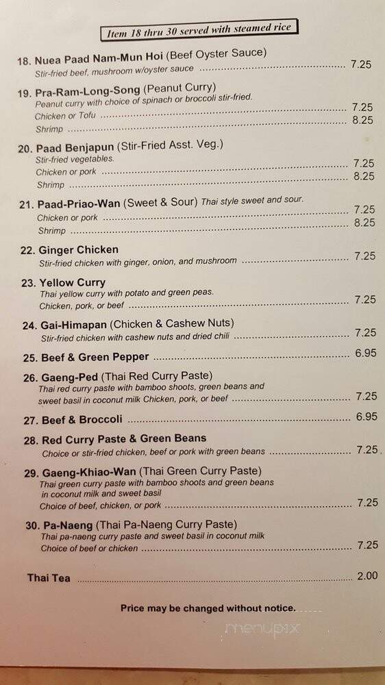Thai House - Wichita, KS menu_pic