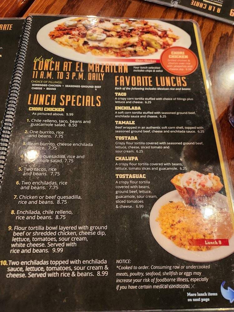 El Mazatlan - Cave City, KY menu_pic