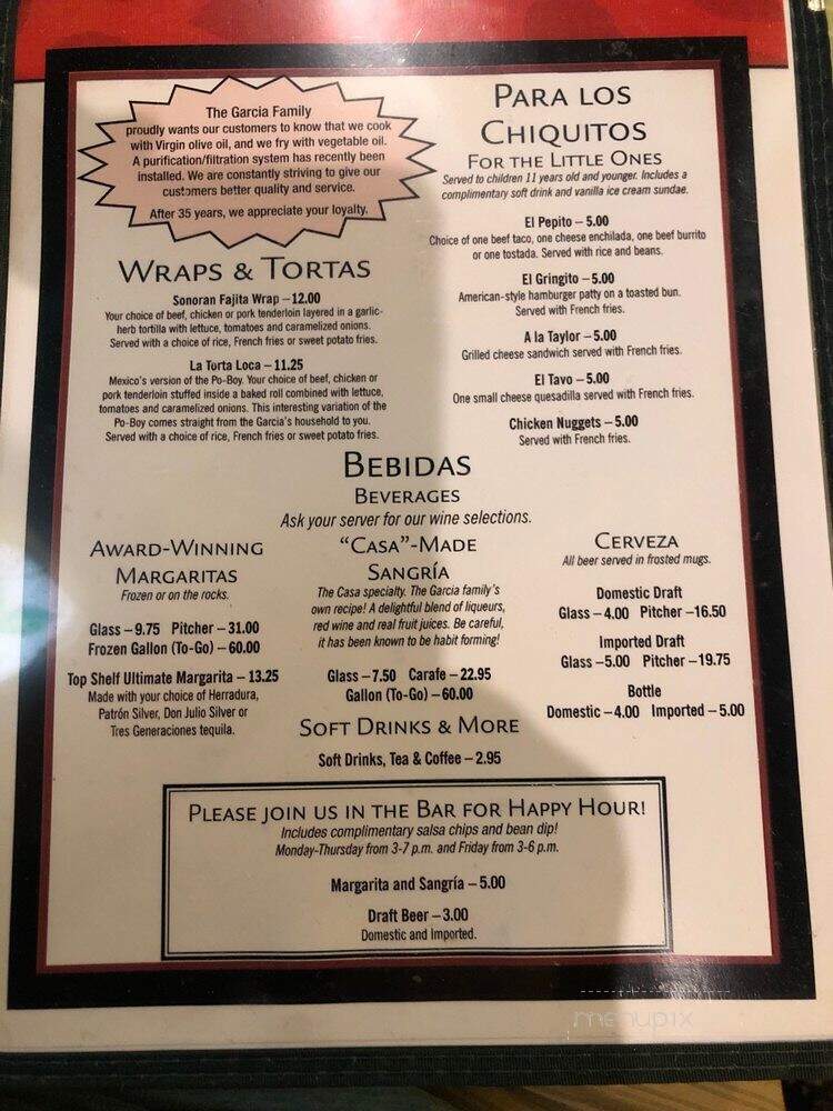 Casa Garcia Mexican Restaurant - Metairie, LA menu_pic