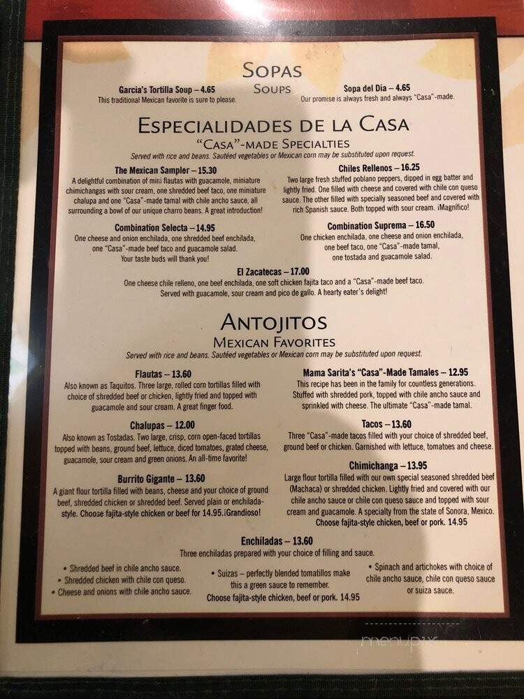 Casa Garcia Mexican Restaurant - Metairie, LA menu_pic