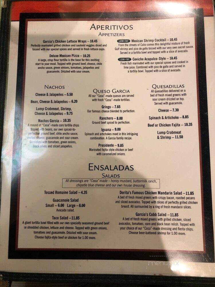 Casa Garcia Mexican Restaurant - Metairie, LA menu_pic