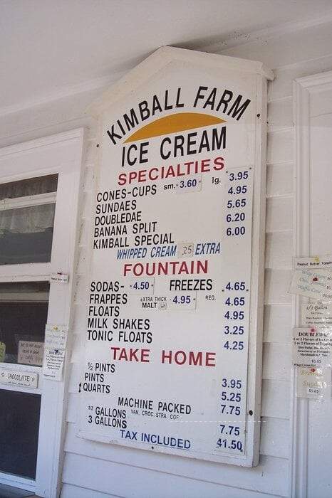 Kimball Farm Ice Cream - Carlisle, MA menu_pic