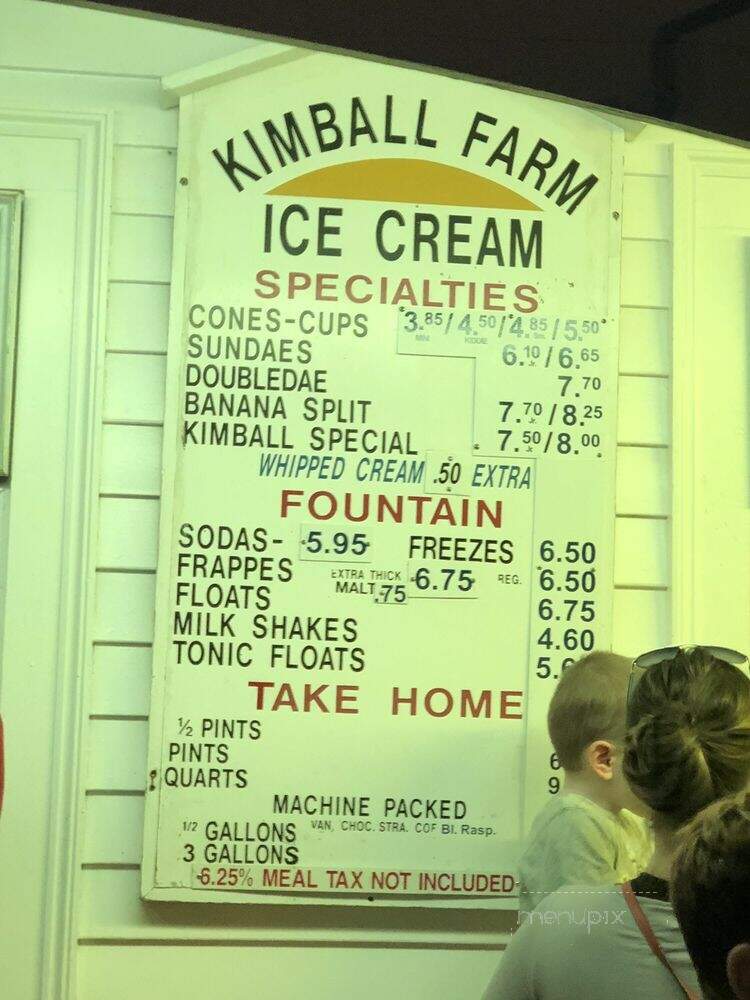 Kimball Farm Ice Cream - Carlisle, MA menu_pic
