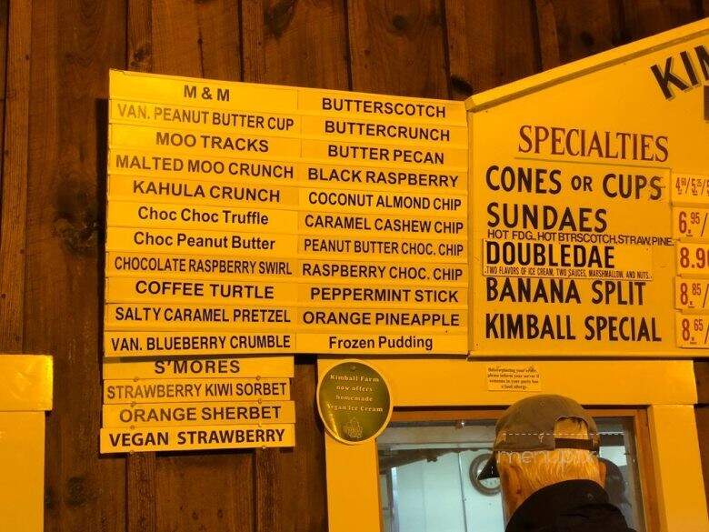Kimball Farm Ice Cream - Carlisle, MA menu_pic