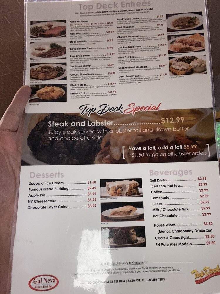 Club Cal Neva - Reno, NV menu_pic