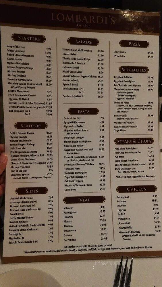 Lombardi's Ristorante - Middle Island, NY menu_pic