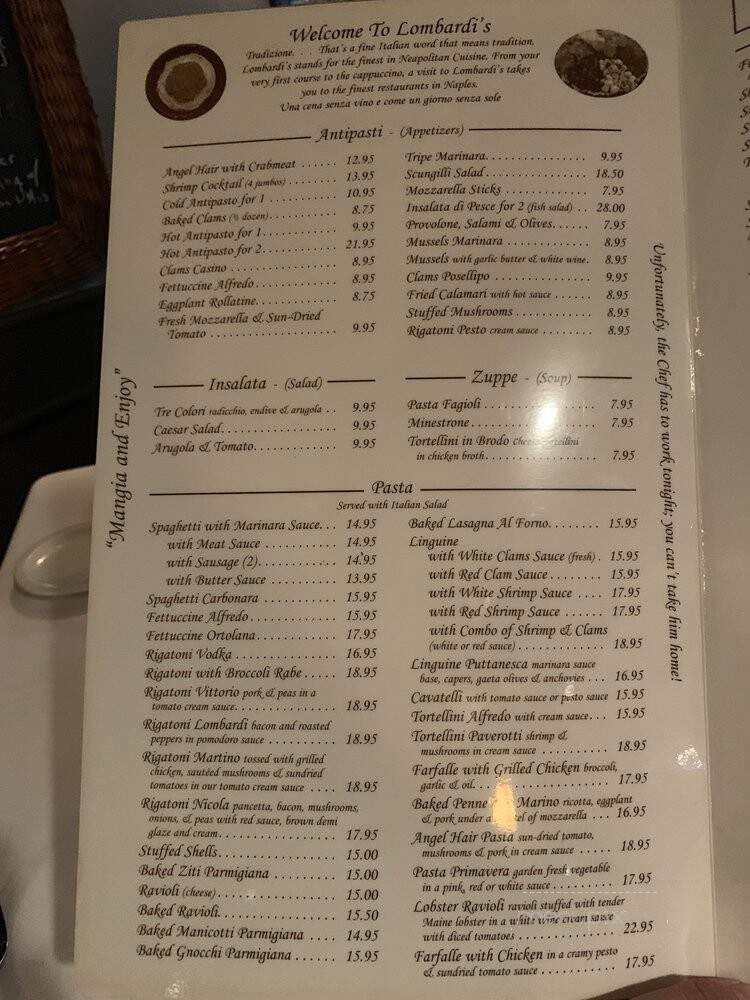 Lombardi's Ristorante - Middle Island, NY menu_pic