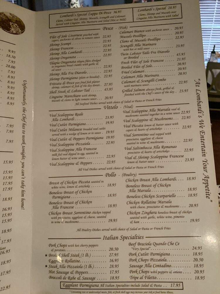 Lombardi's Ristorante - Middle Island, NY menu_pic