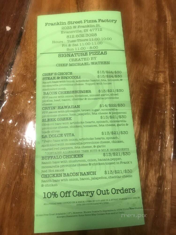 Pizza Factory - Franklin, NC menu_pic