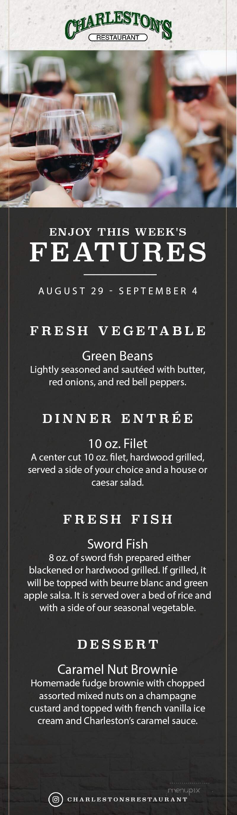 Charleston's Restaurant - Edmond, OK menu_pic