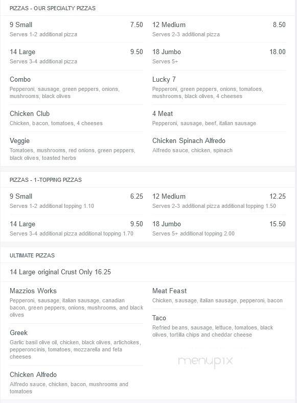 Mazzio's Pizza - Midwest City, OK menu_pic