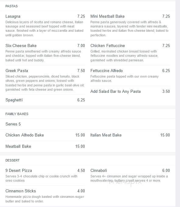 Mazzio's Pizza - Midwest City, OK menu_pic