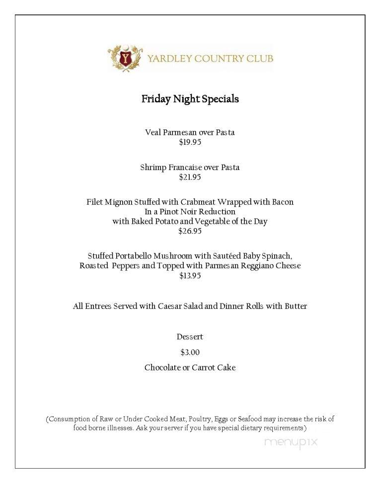 Yardley Country Club - Yardley, PA menu_pic