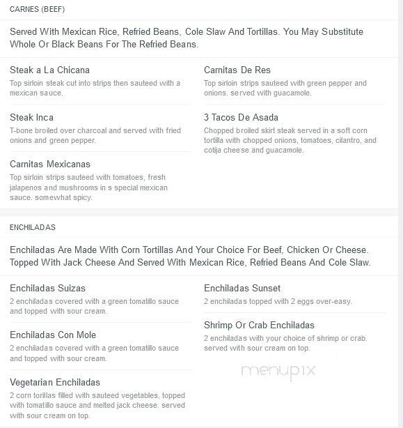 Inca Mexican Restaurant - Moses Lake, WA menu_pic
