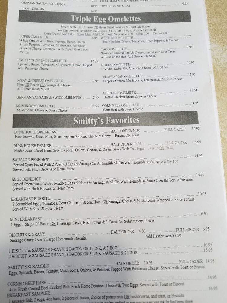 Smitty's Restaurant - Camas, WA menu_pic